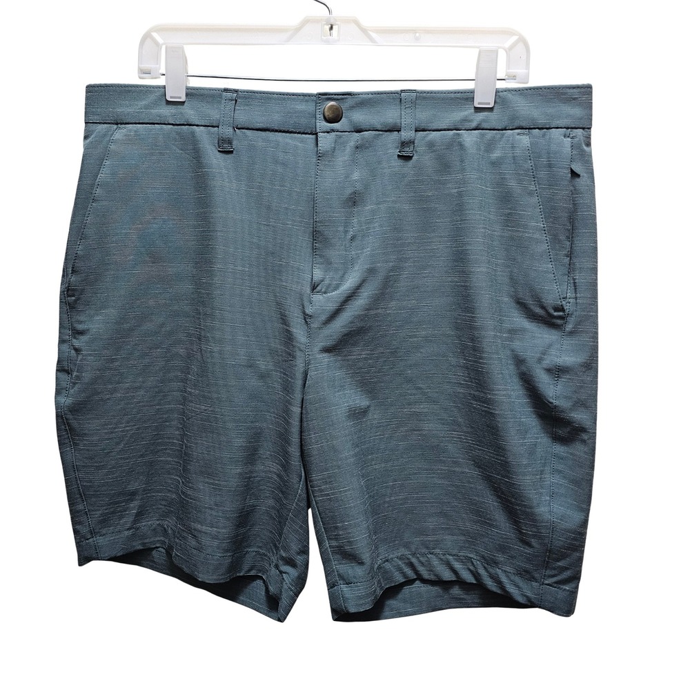 Apt 9 Premier Flex Mens Shorts Size 36 Blue Gray Textured Stretch Golf Casual